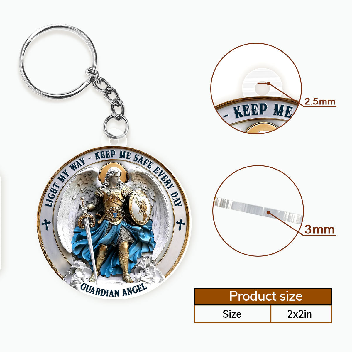 Guardian Angel Keep Me Safe Every Day - Personalized Acrylic Keychain