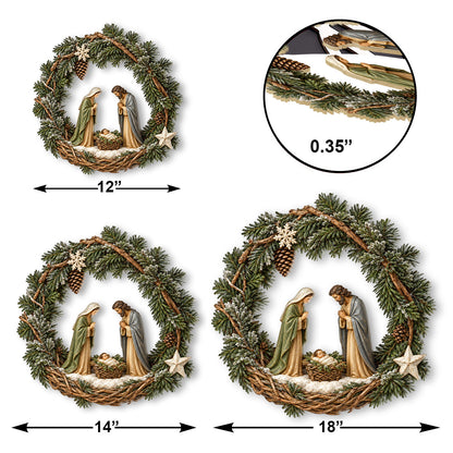 Faith & Grace Holy Family -  Wooden Door Sign