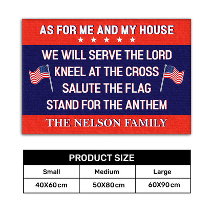 Kneel At The Cross, Salute The Flag - Personalized Doormat