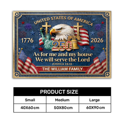As For Me And My House We Will Serve The Lord - Personalized Doormat