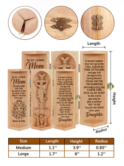 Mom And Daughter I Am Because You Are - Personalized Openable Wooden Cylinder Sculpture of Jesus Christ FCWJCLETN2503L