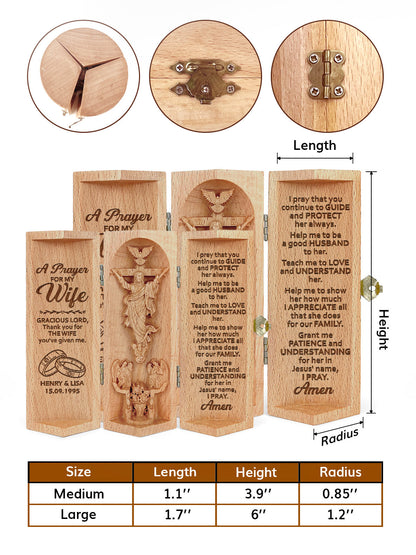 A Prayer For My Wife - Personalized Openable Wooden Cylinder Sculpture of Jesus Christ