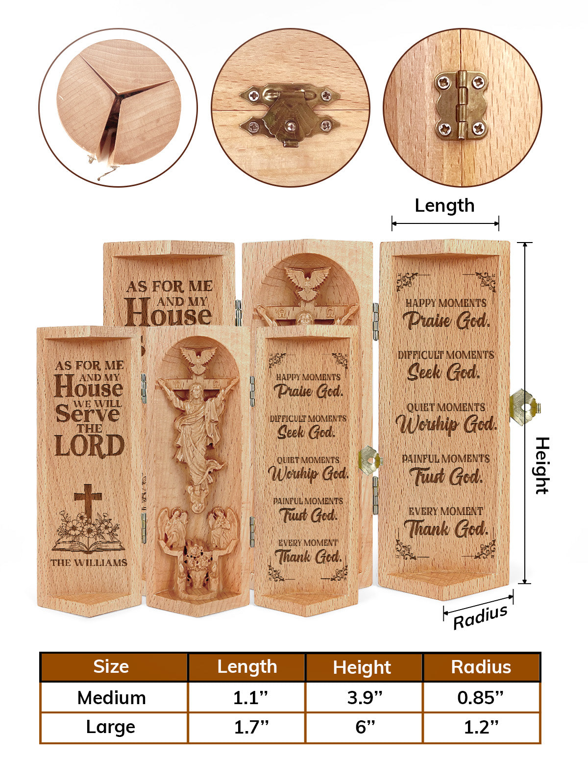 As For Me And My House We Will Serve The Lord - Personalized Openable Wooden Cylinder Sculpture of Jesus Christ FCWJCLETN2008L