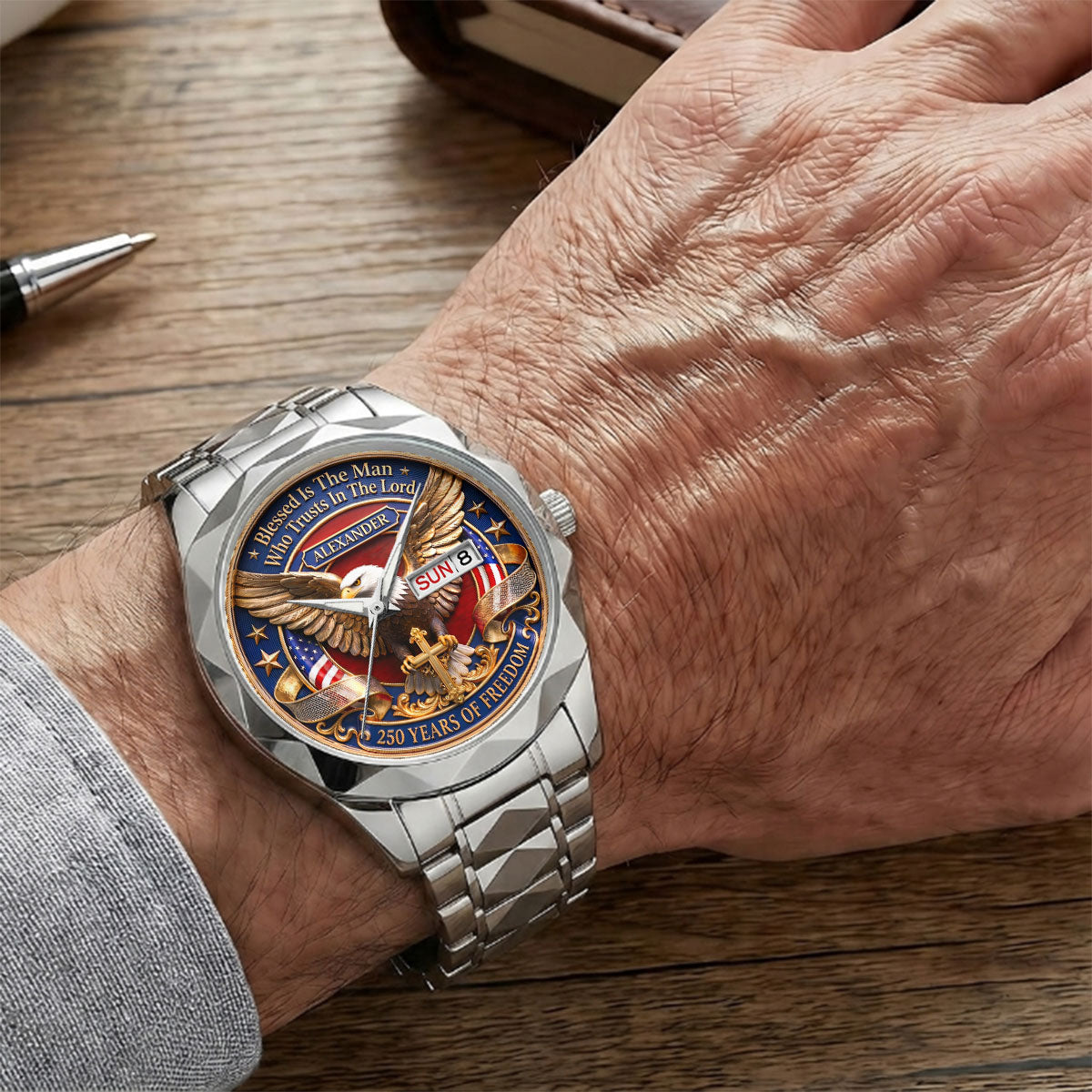 Blessed Is The Man Who Trusts In The Lord - Personalized Men's Wrist Watch