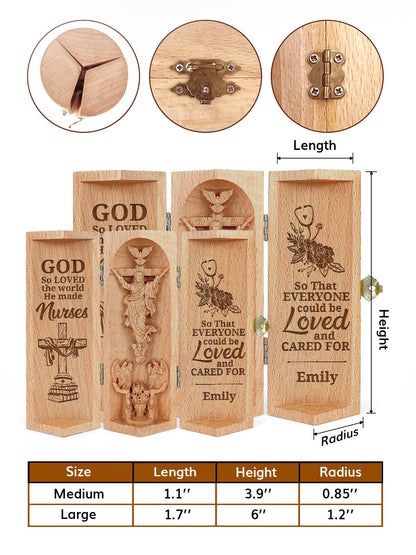 So God Made A Nurse - Personalized Openable Wooden Cylinder Sculpture of Jesus Christ FCWJCLETN2636L