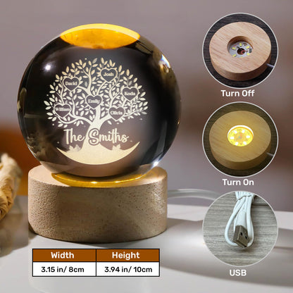 Family Tree - Personalized Crystal Ball Night Light