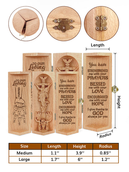 Thank God For You Dad, Mom, Grandpa, Grandma - Personalized Openable Wooden Cylinder Sculpture of Jesus Christ