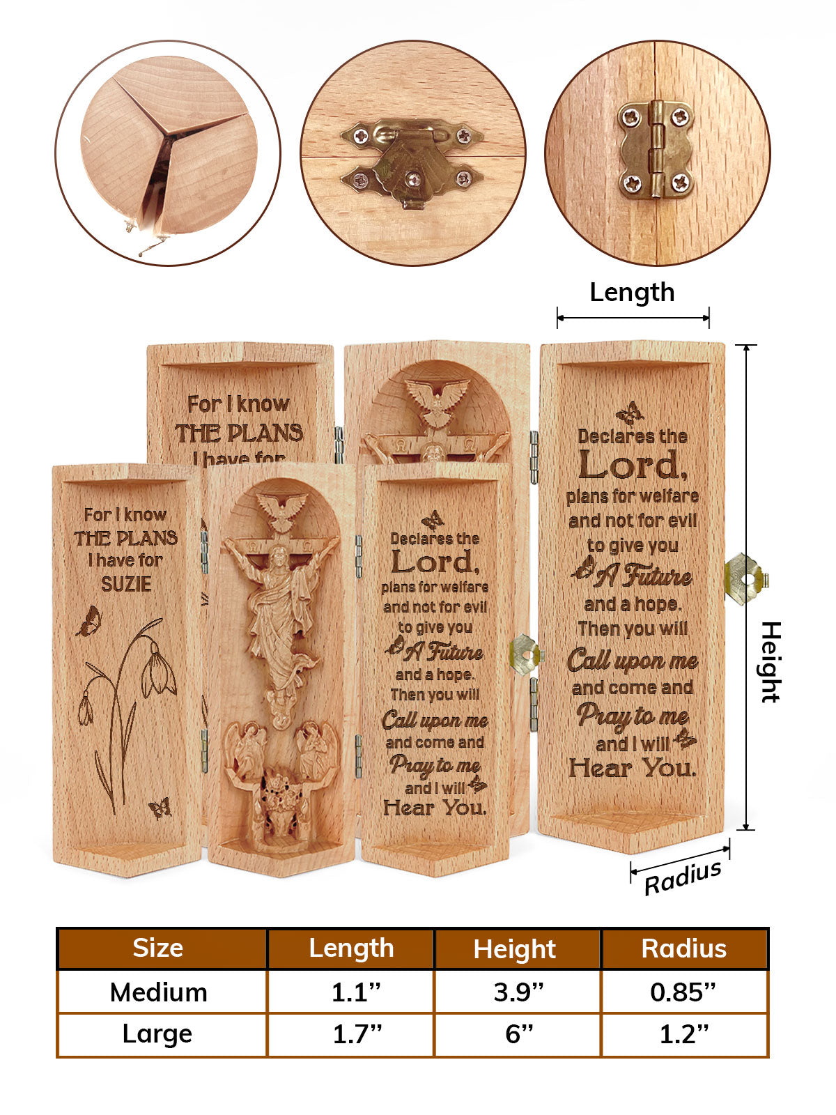 Declare The Lord - Personalized Openable Wooden Cylinder Sculpture of Jesus Christ