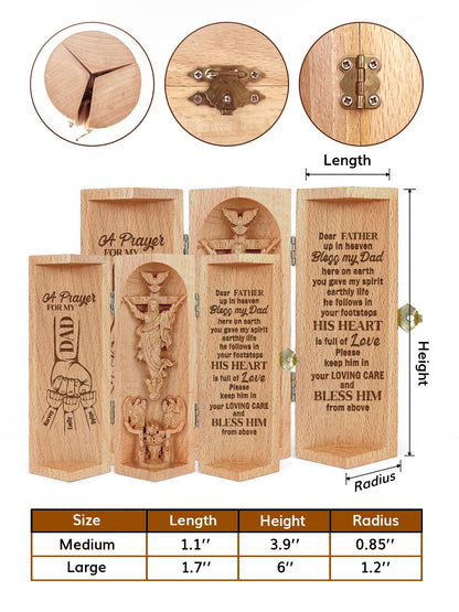 Prayer For My Mom/Dad - Personalized Openable Wooden Cylinder Sculpture of Jesus Christ