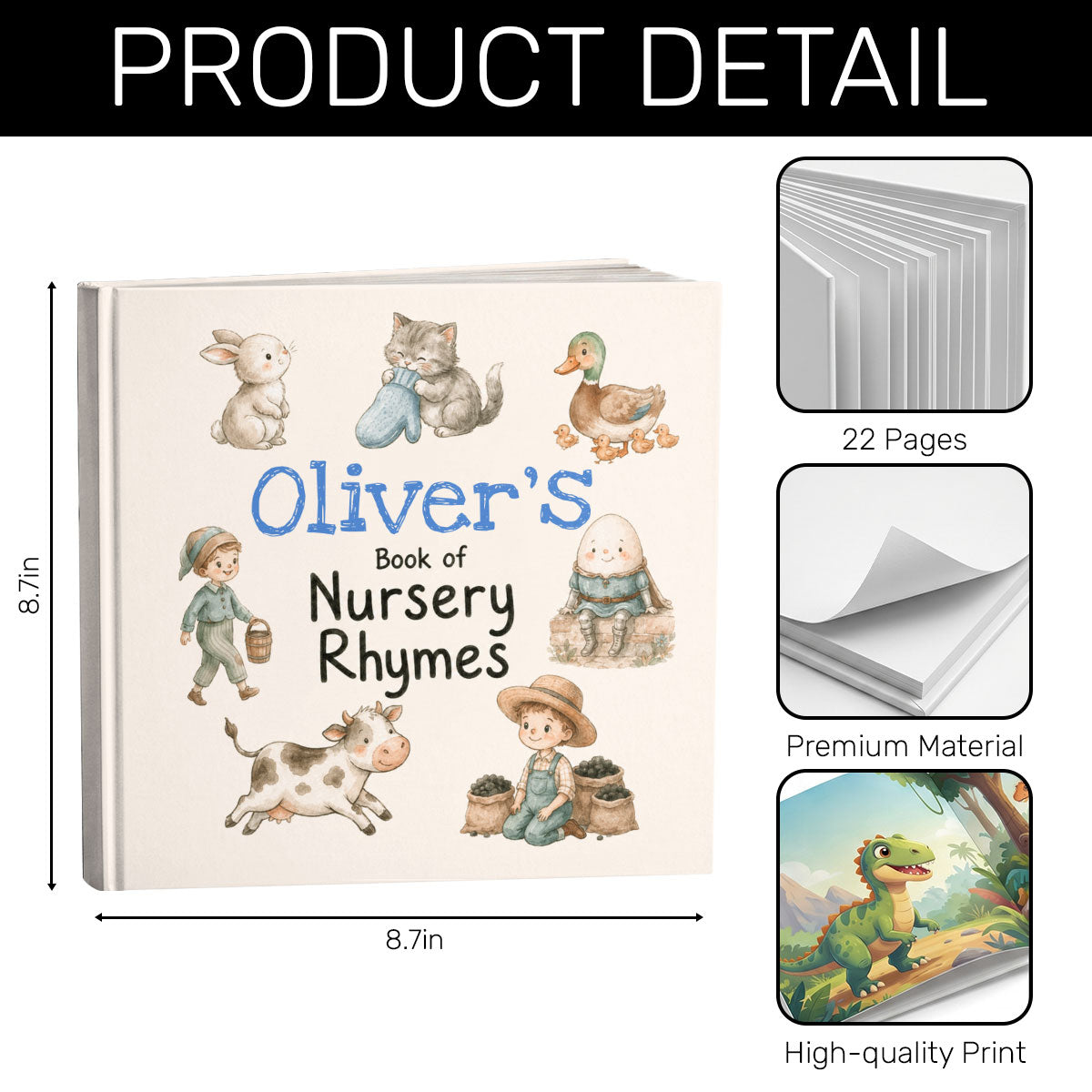 Nursery Rhymes Storybook - Personalized Custom Book (Hard Cover)