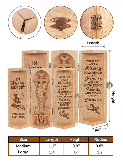 Your Life Was A Blessing - Personalized Openable Wooden Cylinder Sculpture of Jesus Christ