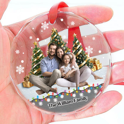 Christmas Background Photo Upload - Personalized Custom Glass Ornament
