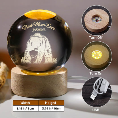 Mama Bear - Personalized Crystal Ball Night Light
