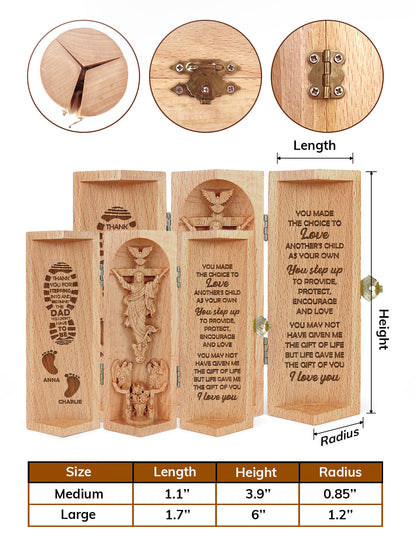 Gift To Stepdad Life Gave Me The Gift Of You - Personalized Openable Wooden Cylinder Sculpture of Jesus Christ