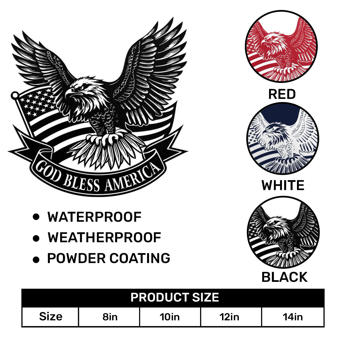 God Bless America -  Metal Wall Art Sign