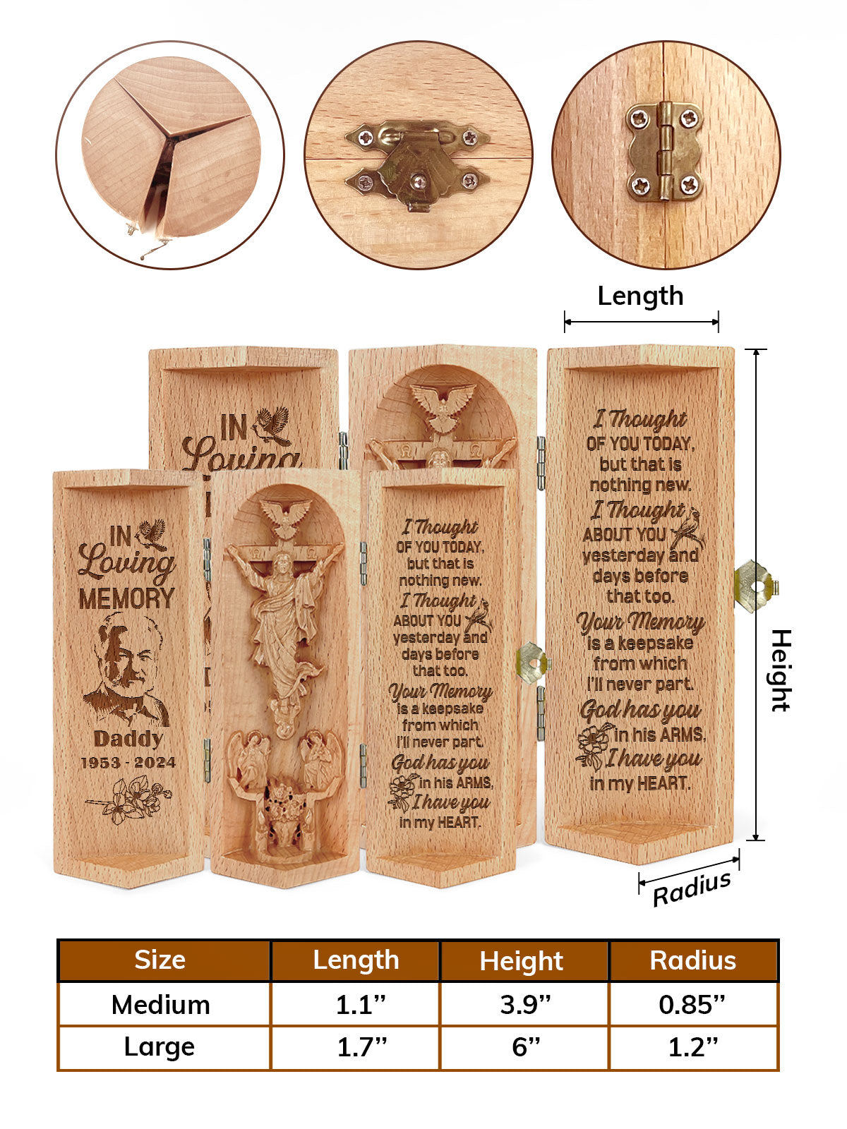 I Have You In My Heart - Personalized Openable Wooden Cylinder Sculpture of Jesus Christ