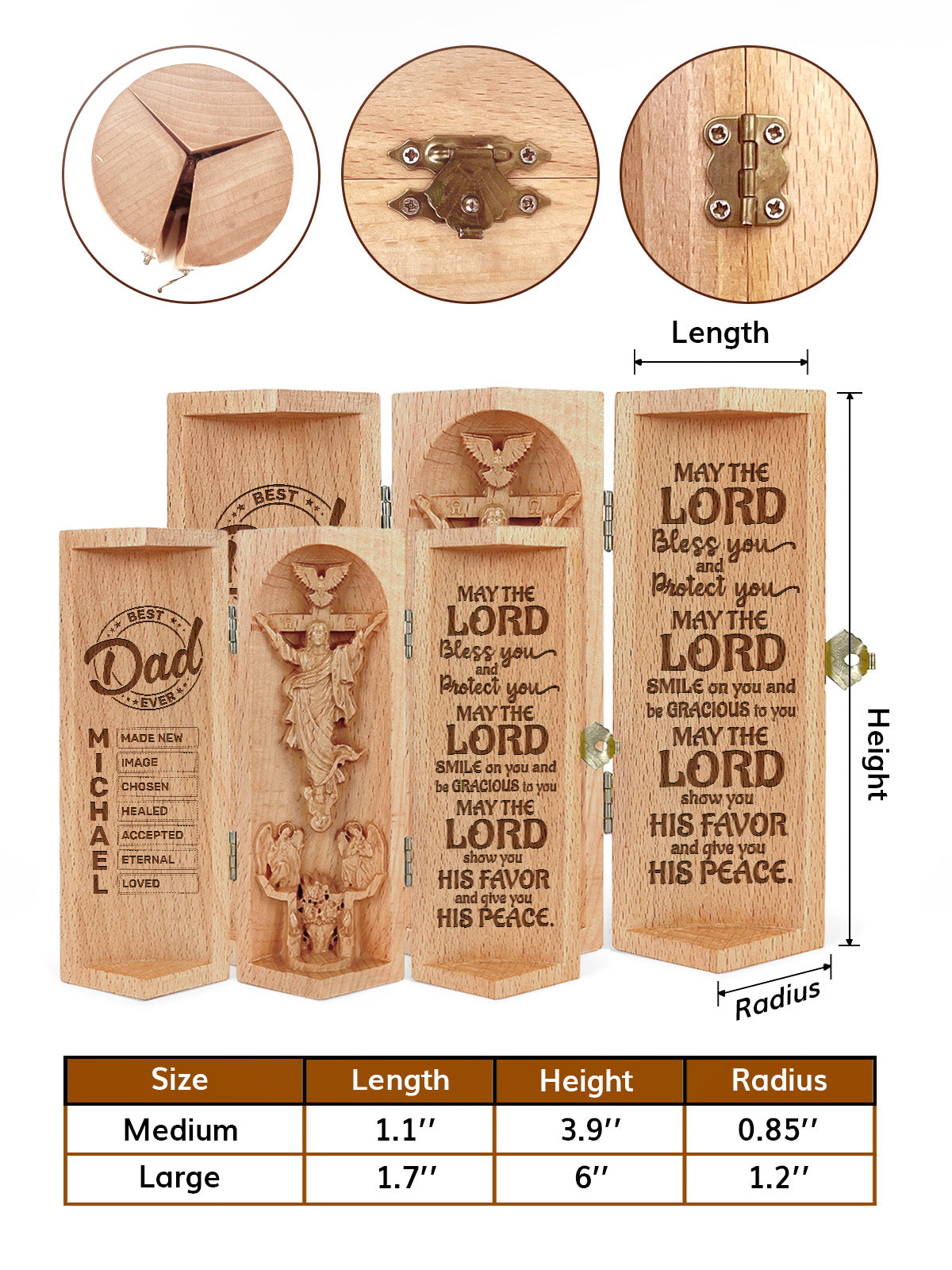 Best Dad Ever - Personalized Openable Wooden Cylinder Sculpture of Jesus Christ