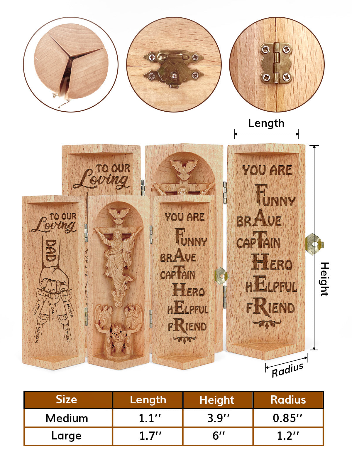 To My Loving Dad/Grandpa/Uncle - Personalized Openable Wooden Cylinder Sculpture of Jesus Christ FCWJCLETN2457D