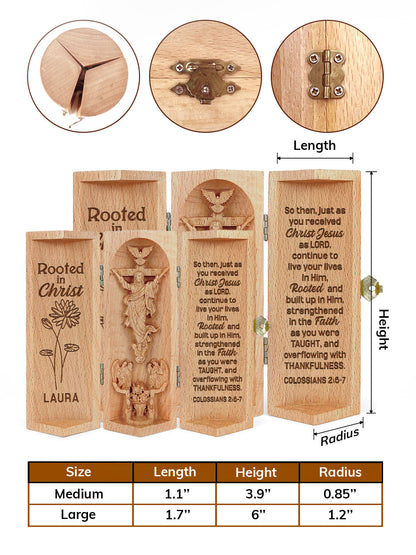 Rooted In Christ - Personalized Openable Wooden Cylinder Sculpture of Jesus Christ