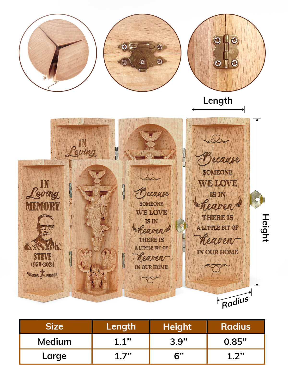 In Loving Memory Because Someone We Love Is In Heaven Custom Photo - Personalized Openable Wooden Cylinder Sculpture of Jesus Christ FCWJCLEHA2113M