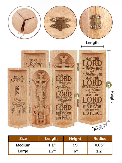 To My Loving Mom - Personalized Openable Wooden Cylinder Sculpture of Jesus Christ
