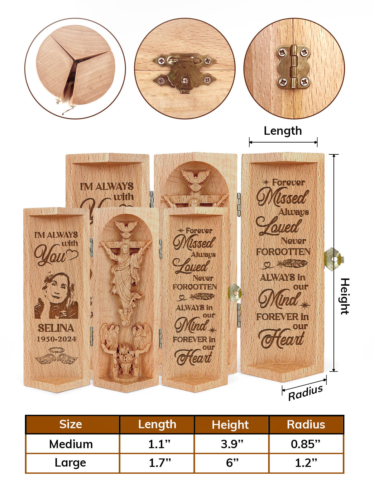 I'm Always With You - Personalized Openable Wooden Cylinder Sculpture of Jesus Christ