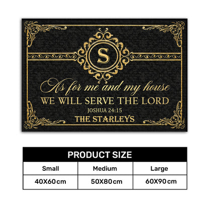 As For Me And My House We Will Serve The Lord - Personalized Doormat