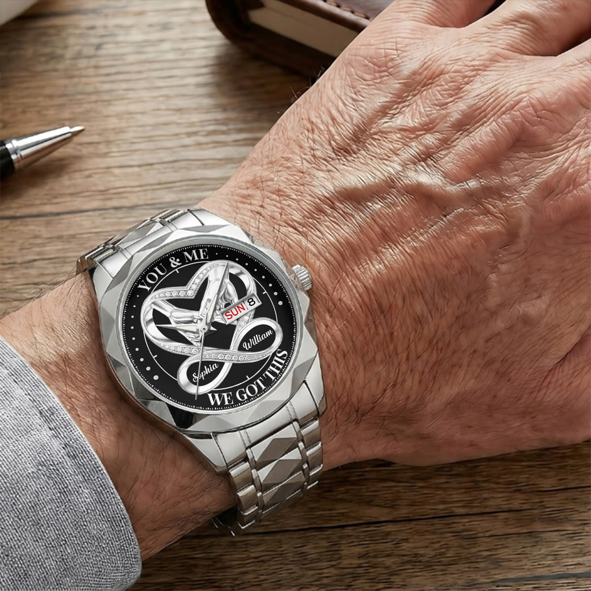 Our Love Tells Time - Personalized Men's Wrist Watch