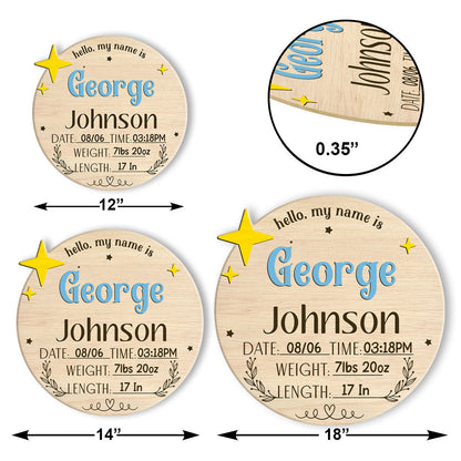 Custom Baby Arrival Announcement - Personalized Wooden Sign