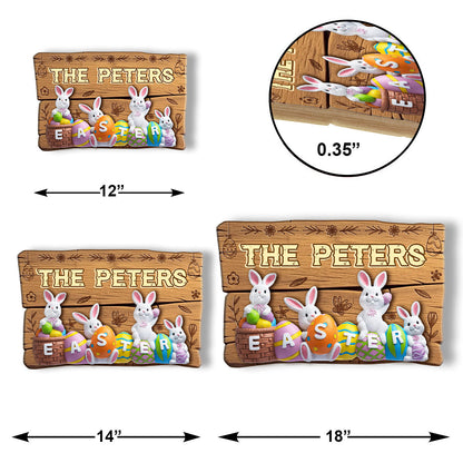 3D Easter Bunny Eggs - Personalized Wooden Sign