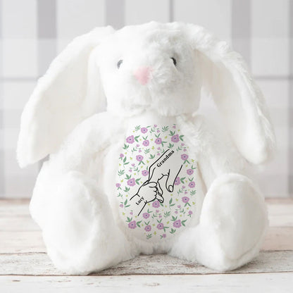 My Dearest Holding My Hand - Personalized Stuffed Bunny