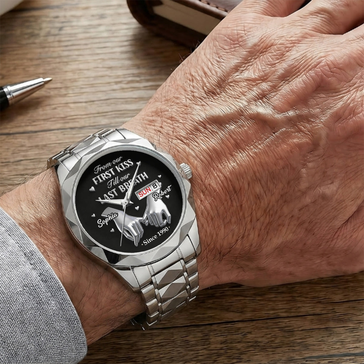 From First Kiss To Last Breath - Personalized Men's Wrist Watch