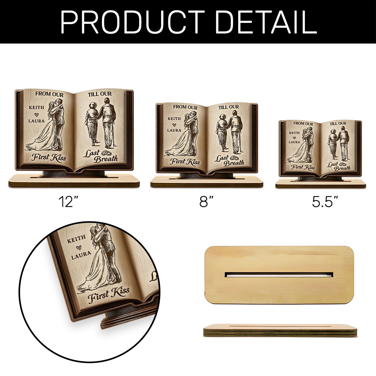 Forever Us - Personalized 2-Layer Wood Plaque With Flat Base
