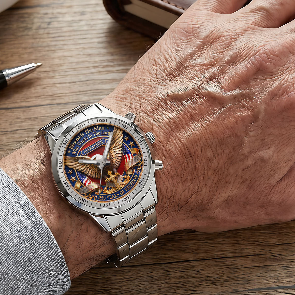 Blessed Is The Man Who Trusts In The Lord - Personalized Men's Wrist Watch