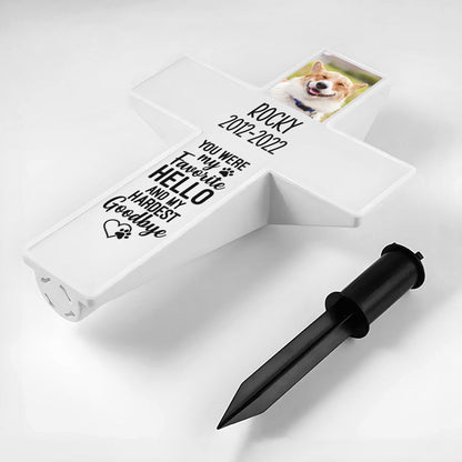 Personalized Solar Powered Lighted White Cross | Memorial Quotes For Beloved Pets SPLWCH10-15