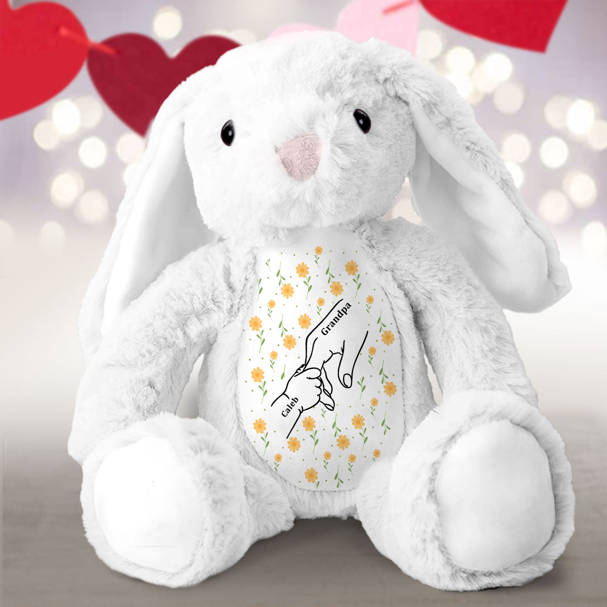 My Dearest Holding My Hand - Personalized Stuffed Bunny