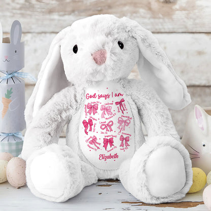 I Am Who He Says I Am - Personalized Stuffed Bunny